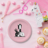 ヴィンテージアールデコレディと真珠Blkホワイト ペーパープレート (パーティー)