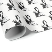 ヴィンテージアールデコレディと真珠Blkホワイト ラッピングペーパー (ロールコーナー)