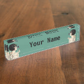 ヴィンテージアールデコレディバタフライかわいらしフラワー デスクネームプレート (側面)