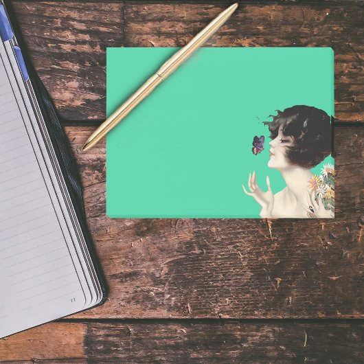 ヴィンテージアールデコレディバタフライかわいらしフラワー ポストイット