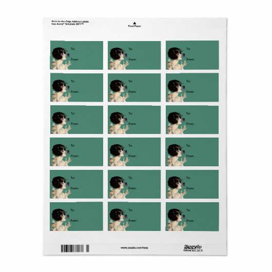 ヴィンテージアールデコレディバタフライかわいらしフラワー ラベル (フルシート)