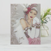 ヴィンテージアールデコレディークリスマスホリデーカード シーズンカード (スタンド正面)