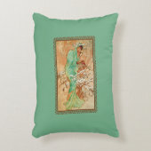 ヴィンテージアールデコレディーグリーンゴールデンツリー アクセントクッション (正面(垂直))