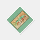 ヴィンテージアールデコレディーグリーンゴールデンツリー スタンダードカクテルナプキン (角)