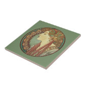 ヴィンテージアールデコレディーグリーンモザイクタイル葉 タイル (側面)