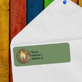 ヴィンテージアールデコレディーグリーンモザイクタイル葉 ラベル