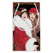 ヴィンテージアールデコレディースクリスマスホリデー スモールペーパーバッグ (裏面)