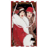 ヴィンテージアールデコレディースクリスマスホリデー スモールペーパーバッグ (裏面)