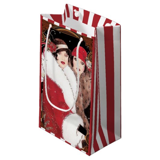 ヴィンテージアールデコレディースクリスマスホリデー スモールペーパーバッグ (正面アングル)