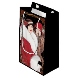 ヴィンテージアールデコレディースクリスマスホリデー スモールペーパーバッグ