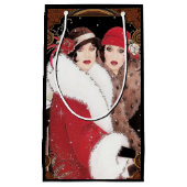ヴィンテージアールデコレディースクリスマスホリデー スモールペーパーバッグ (正面)