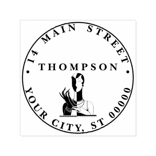 ヴィンテージアールデコレディーパールブラックアドレス セルフインキングスタンプ (デザイン)