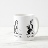 ヴィンテージアールデコレディーピアスブラックトランプ コーヒーマグカップ (正面右)