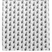 ヴィンテージアールデコレディーピアスブラックトランプ シャワーカーテン (正面)