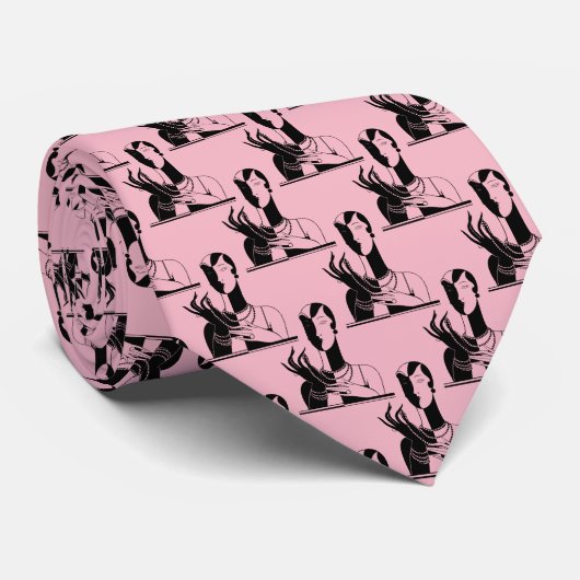 ヴィンテージアールデコレディーピアスブラックトランプ ネクタイ (ロール)