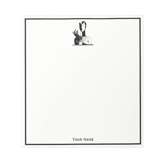 ヴィンテージアールデコレディーピアスブラックトランプ ノートパッド (正面)