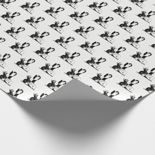 ヴィンテージアールデコレディーピアスブラックトランプ ラッピングペーパー (角)