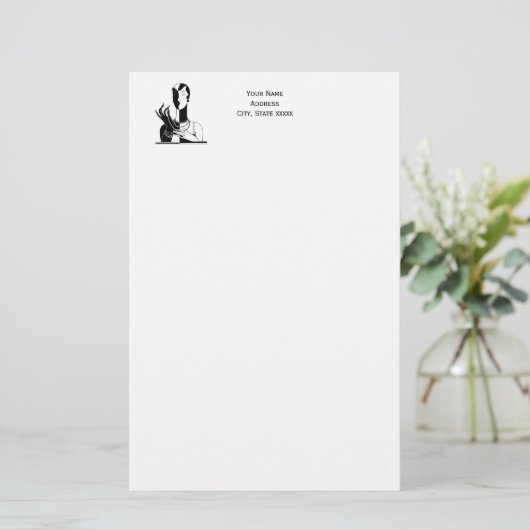 ヴィンテージアールデコレディーピアスブラックトランプ 便箋 (スタンド正面)