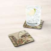 ヴィンテージアールデコレディーフラワークロックデザイン コースター (右側)