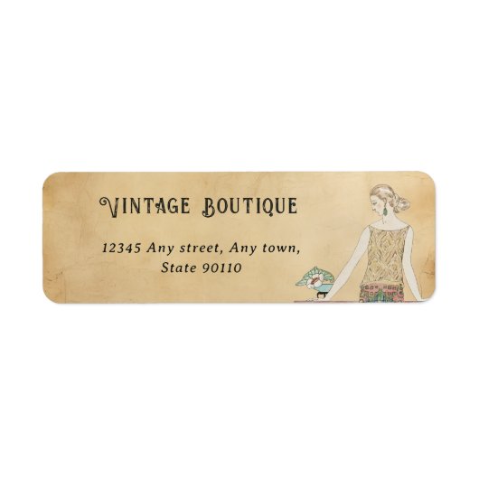 ヴィンテージアールデコレトロ差出人住所 ラベル (正面)