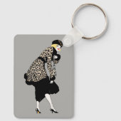 ヴィンテージアールデコレパード柄の女性 キーホルダー (裏面)
