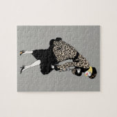 ヴィンテージアールデコレパード柄の女性 ジグソーパズル (横)