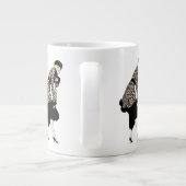 ヴィンテージアールデコレパード柄の女性 ジャンボコーヒーマグカップ (裏面)