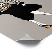 ヴィンテージアールデコレパード柄の女性 ポスター (角)