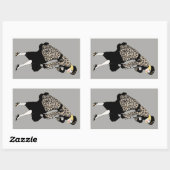 ヴィンテージアールデコレパード柄の女性 長方形シール (シート)