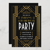 ヴィンテージアールデコローアリング20s誕生日 招待状 (正面/裏面)
