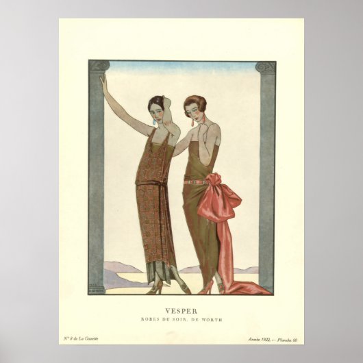 ヴィンテージアールデコヴェスパー夕べドレスファッション ポスター (正面)