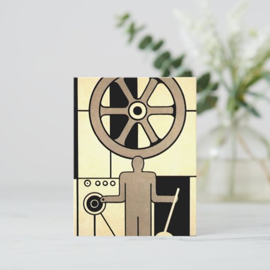 ヴィンテージアールデコ作業車および機械作業者 (スタンド正面)