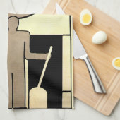 ヴィンテージアールデコ作業車および機械作業者 キッチンタオル (四つ折り)