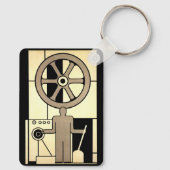 ヴィンテージアールデコ作業車および機械作業者 キーホルダー (裏面)