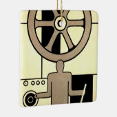 ヴィンテージアールデコ作業車および機械作業者 セラミックオーナメント (右)