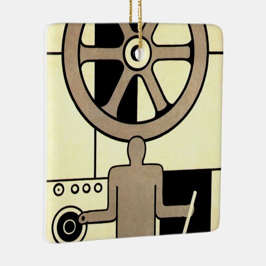 ヴィンテージアールデコ作業車および機械作業者 セラミックオーナメント (右)