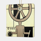 ヴィンテージアールデコ作業車および機械作業者 セラミックオーナメント (左)