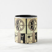 ヴィンテージアールデコ作業車および機械作業者 マグカップ (中央)
