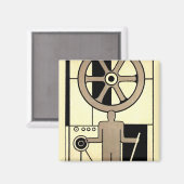 ヴィンテージアールデコ作業車および機械作業者 マグネット (正面/裏面)