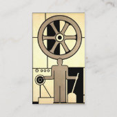 ヴィンテージアールデコ作業車および機械作業者 名刺 (裏面)