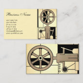 ヴィンテージアールデコ作業車および機械作業者 名刺 (正面/裏面)