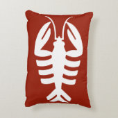 ヴィンテージアールデコ動物、白ロブスターオン赤 アクセントクッション (裏面(縦))