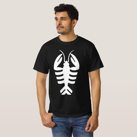 ヴィンテージアールデコ動物、白ロブスターオン赤 Tシャツ (正面フル)