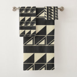 ヴィンテージアールデコ図形（白黒）  バスタオルセット