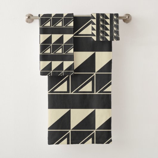 ヴィンテージアールデコ図形(白黒) バスタオルセット (インサイチュ)