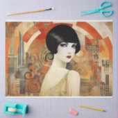 ヴィンテージアールデコ女性のデコパージュ 薄葉紙 (クラフト)