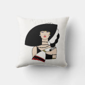 ヴィンテージアールデコ女性の帽子手袋カラー クッション (裏面)