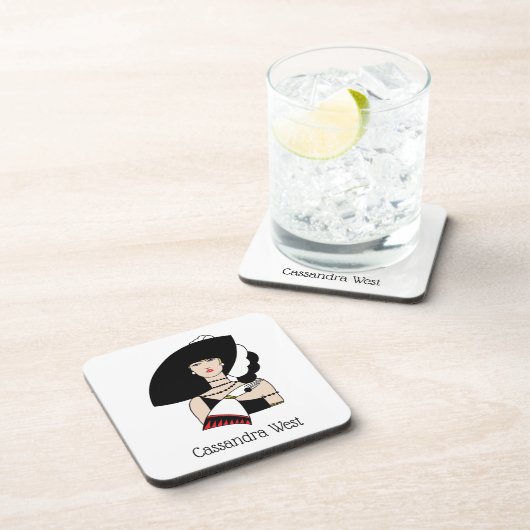 ヴィンテージアールデコ女性の帽子手袋カラー コースター (右側)