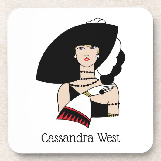 ヴィンテージアールデコ女性の帽子手袋カラー コースター (正面)