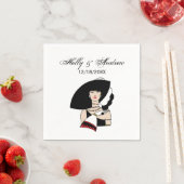 ヴィンテージアールデコ女性の帽子手袋カラー スタンダードカクテルナプキン (インサイチュ)